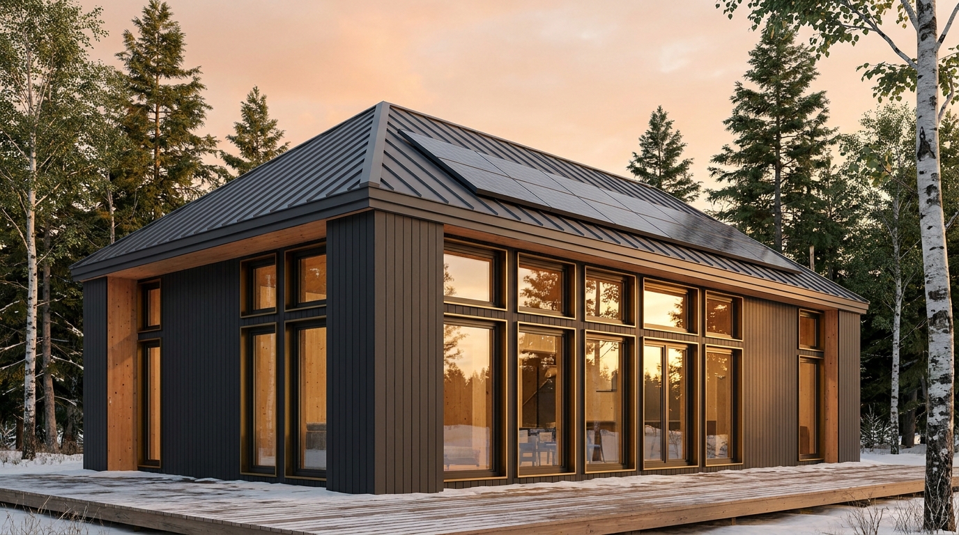 風の庵 外観 — AI render based on BIM specs