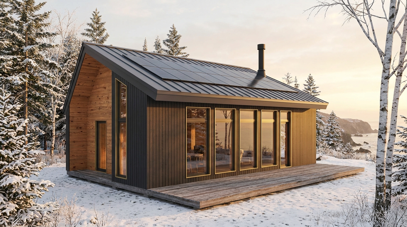 霧の巣 外観 — AI render based on BIM specs
