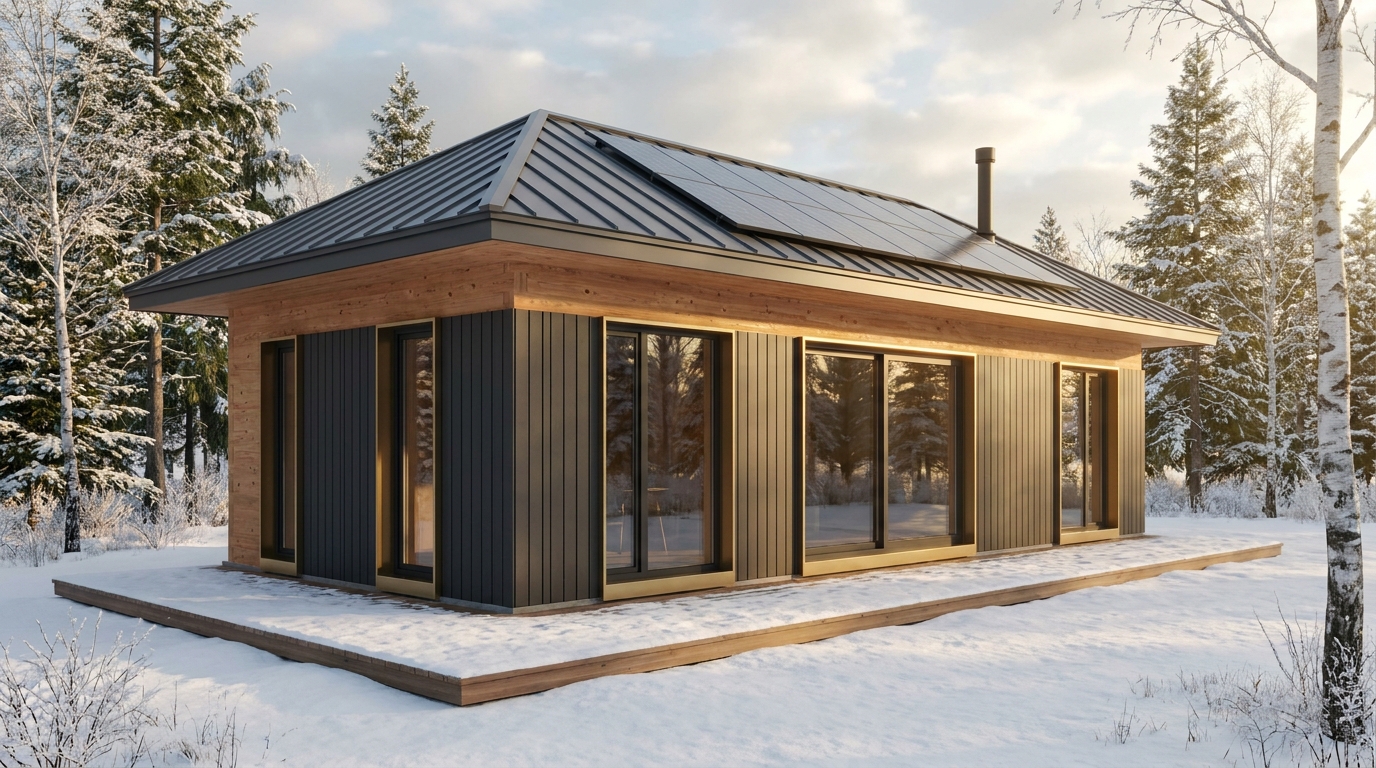 北の里 外観 — AI render based on BIM specs