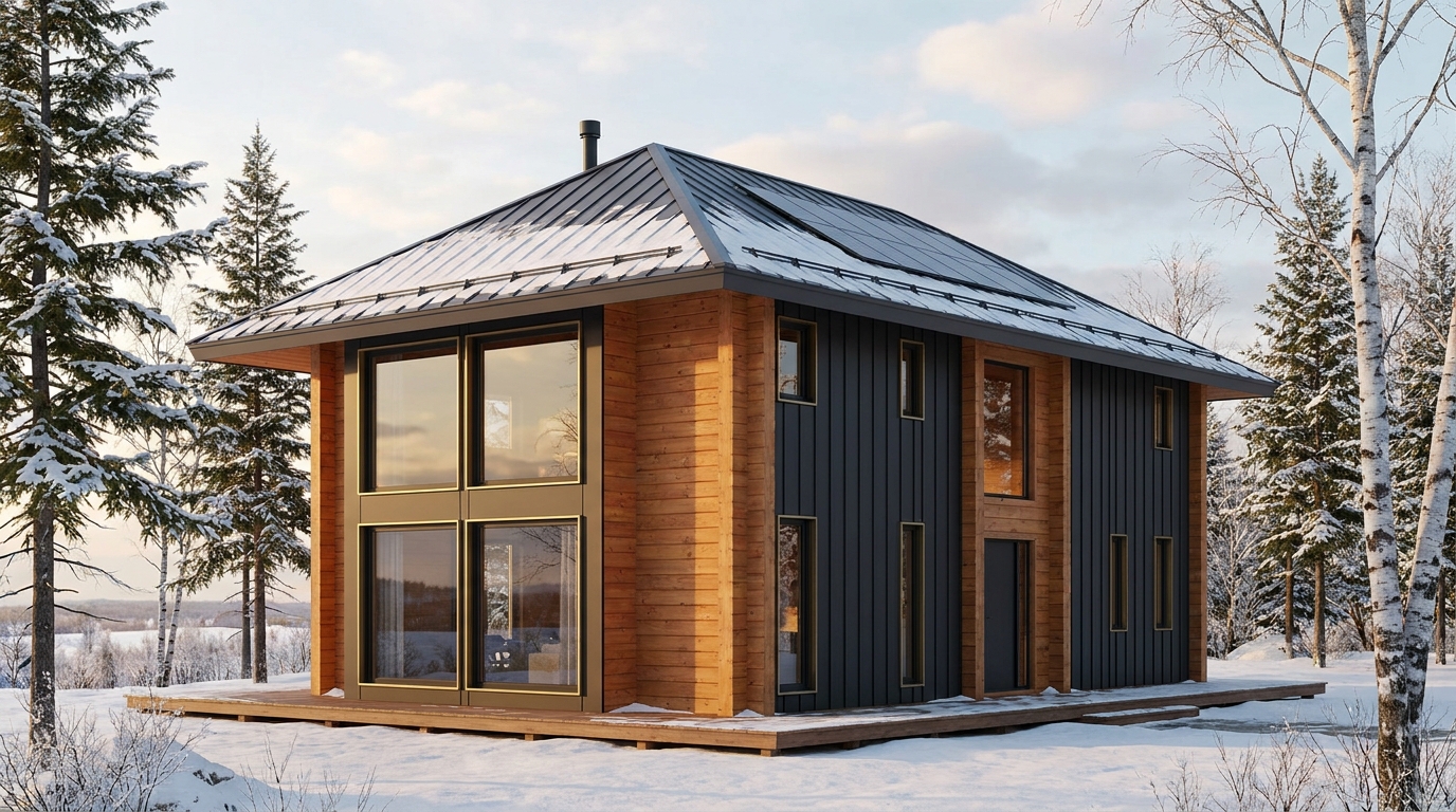 西の巣 外観 — AI render based on BIM specs