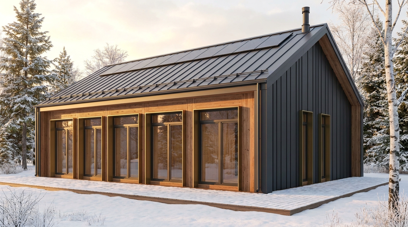 風の巣 外観 — AI render based on BIM specs