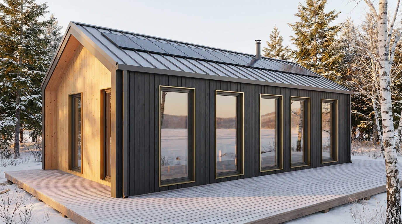 陽の庵 外観 — AI render based on BIM specs