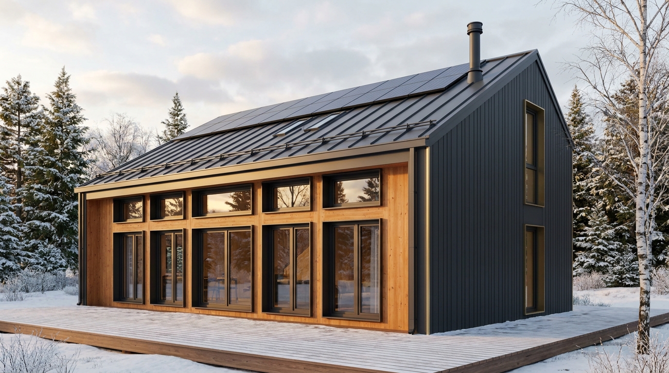 北の小屋 外観 — AI render based on BIM specs