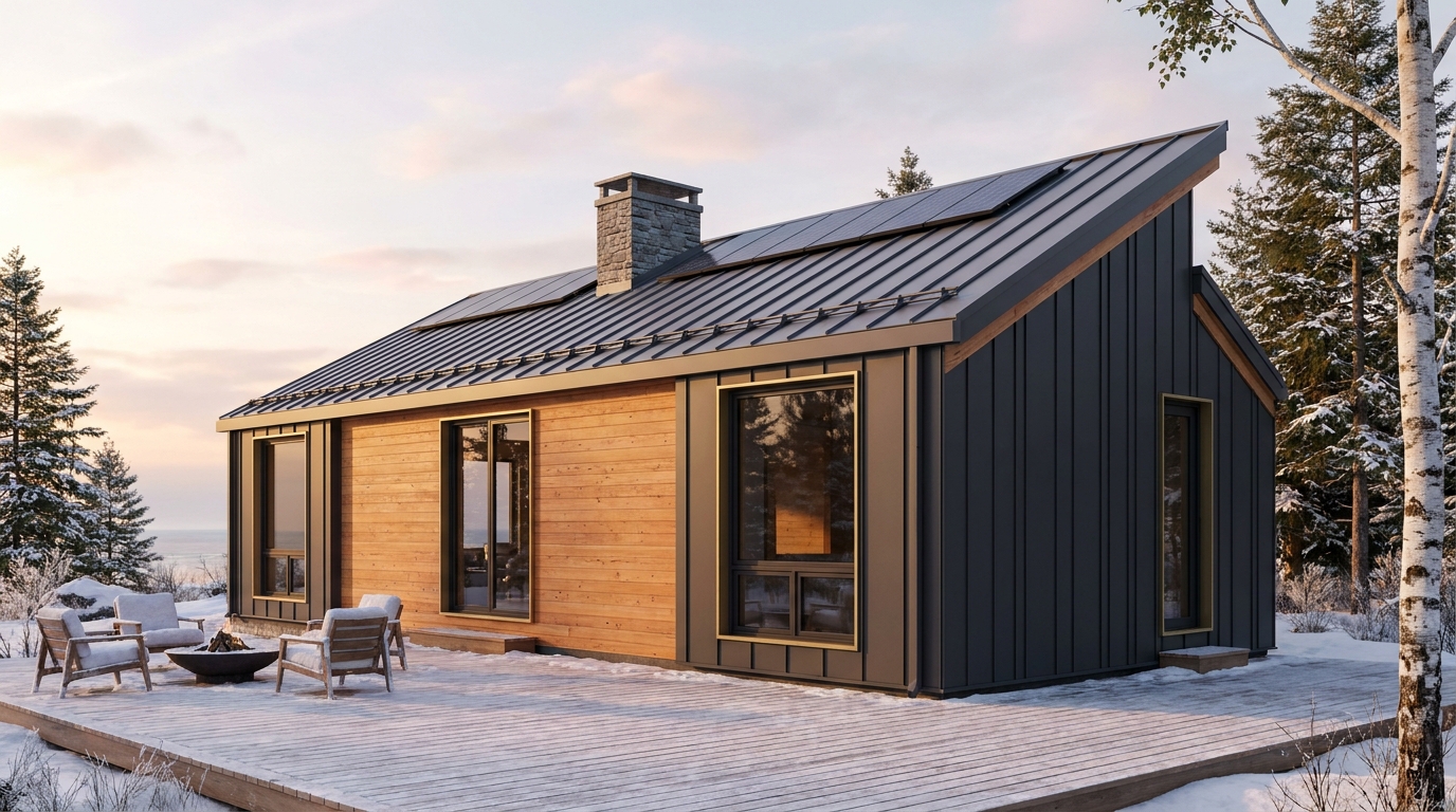 霜の巣 外観 — AI render based on BIM specs