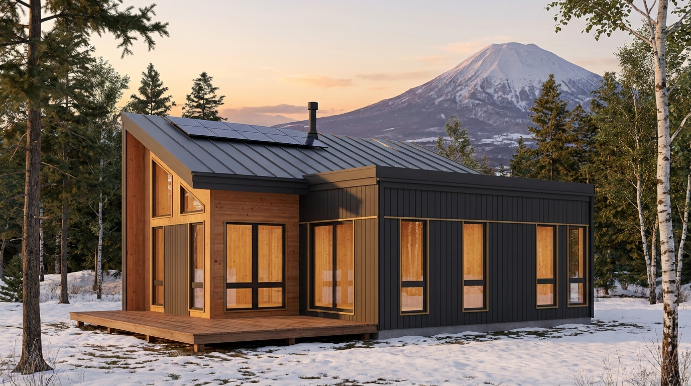 月の小屋 外観 — AI render based on BIM specs
