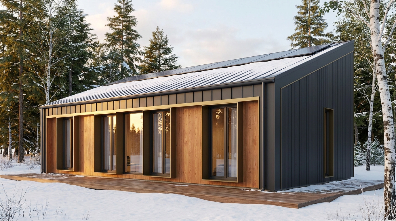 陽の小屋 外観 — AI render based on BIM specs