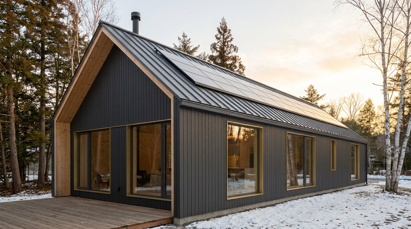 西の小屋 外観 — AI render based on BIM specs