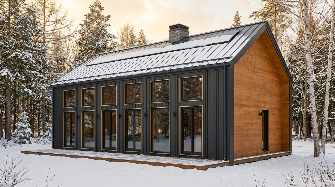 東の小屋 外観 — AI render based on BIM specs