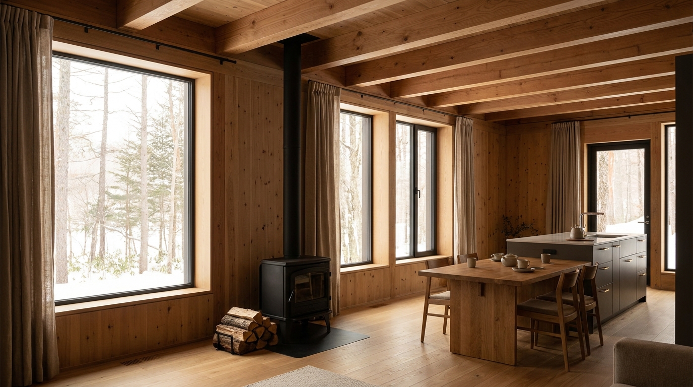 湖の小屋 内観