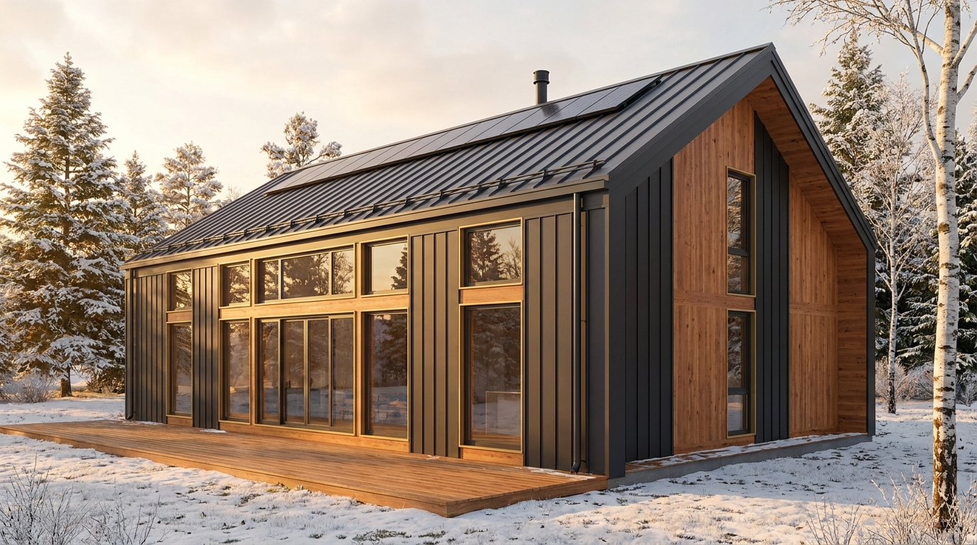 東の巣 外観 — AI render based on BIM specs