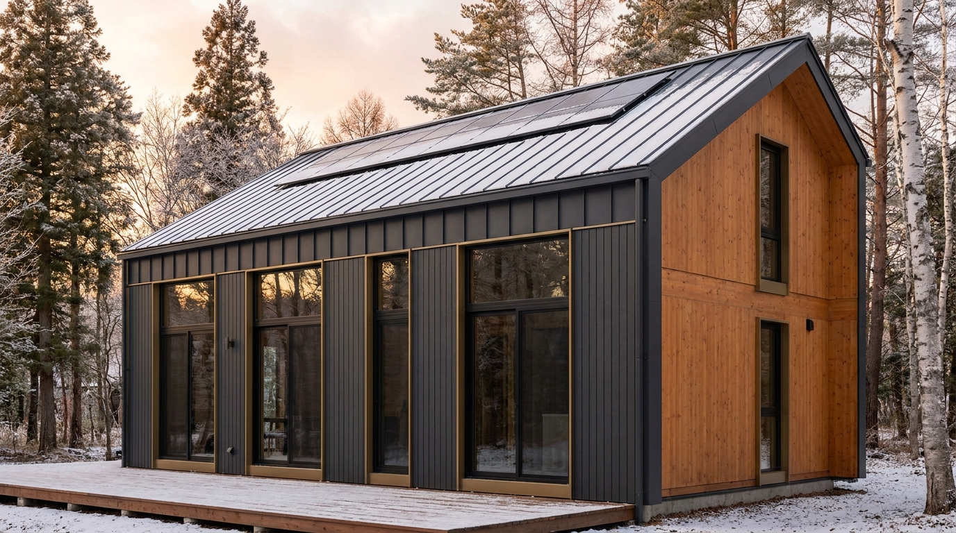 北の小屋 外観 — AI render based on BIM specs