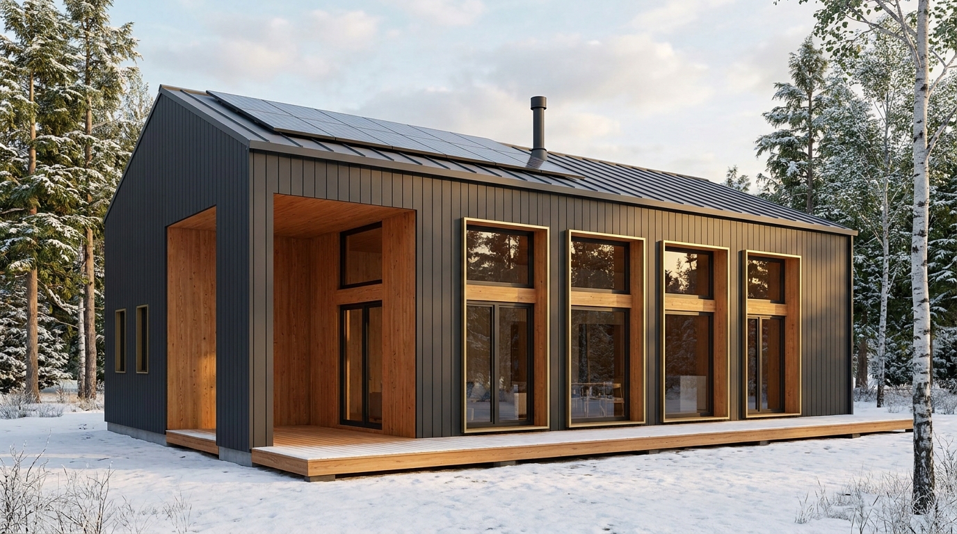 西の蔵 外観 — AI render based on BIM specs