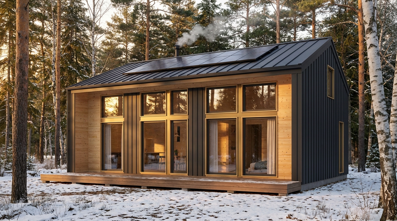 西の小屋 外観 — AI render based on BIM specs