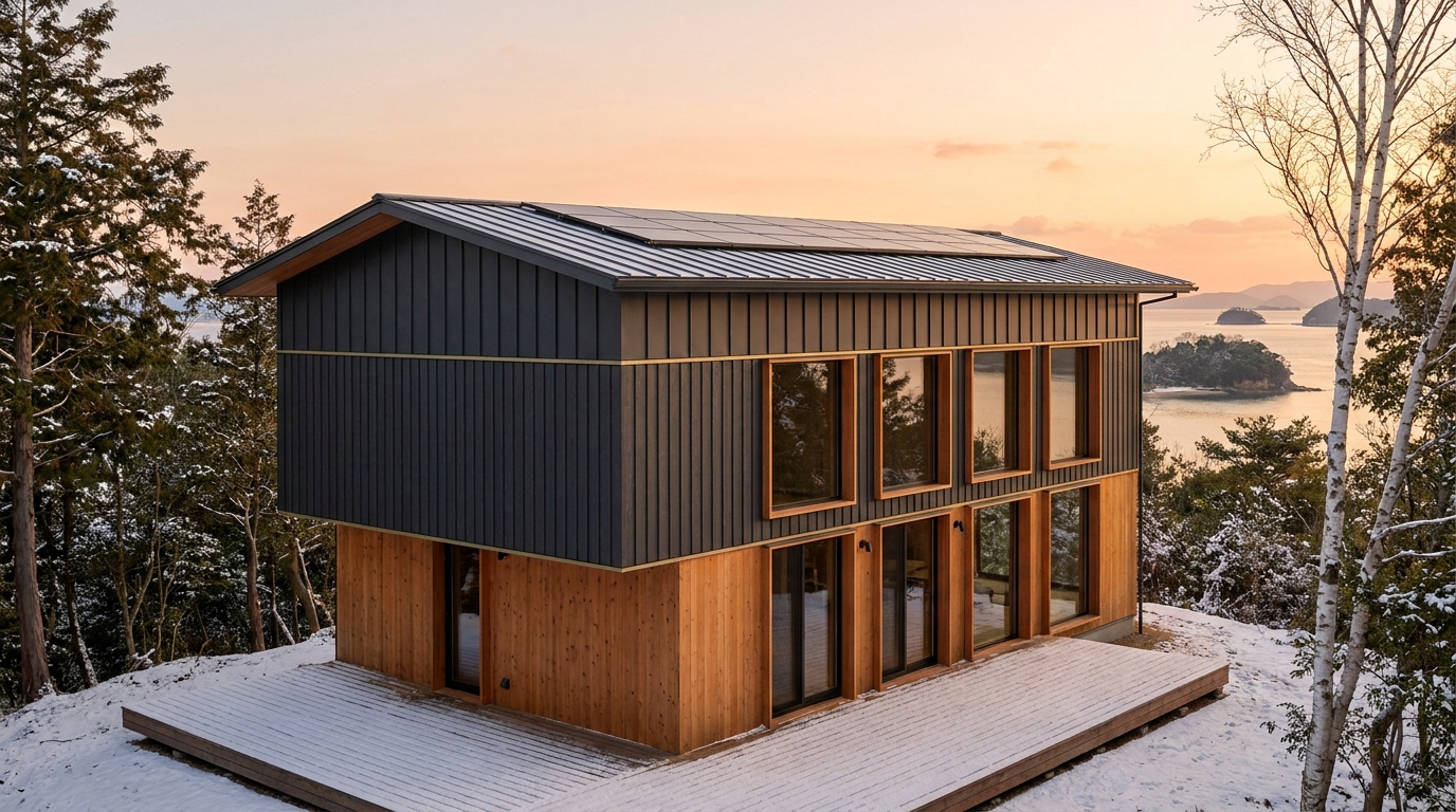 北の家 外観 — AI render based on BIM specs