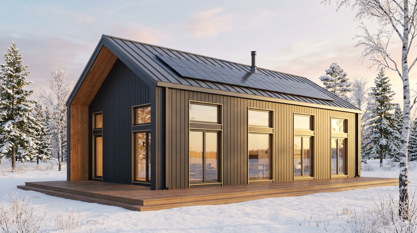 北の砦 外観 — AI render based on BIM specs