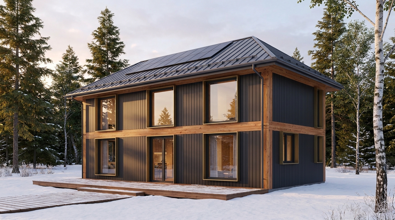 霧の里 外観 — AI render based on BIM specs