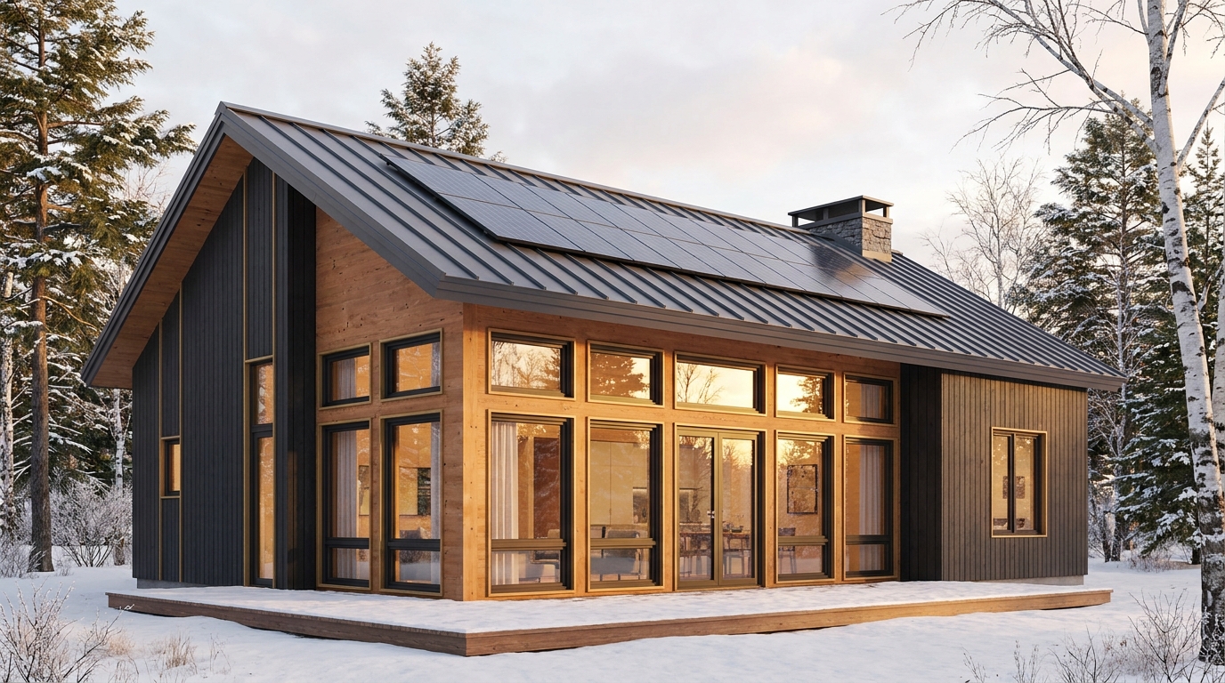 北の庵 外観 — AI render based on BIM specs