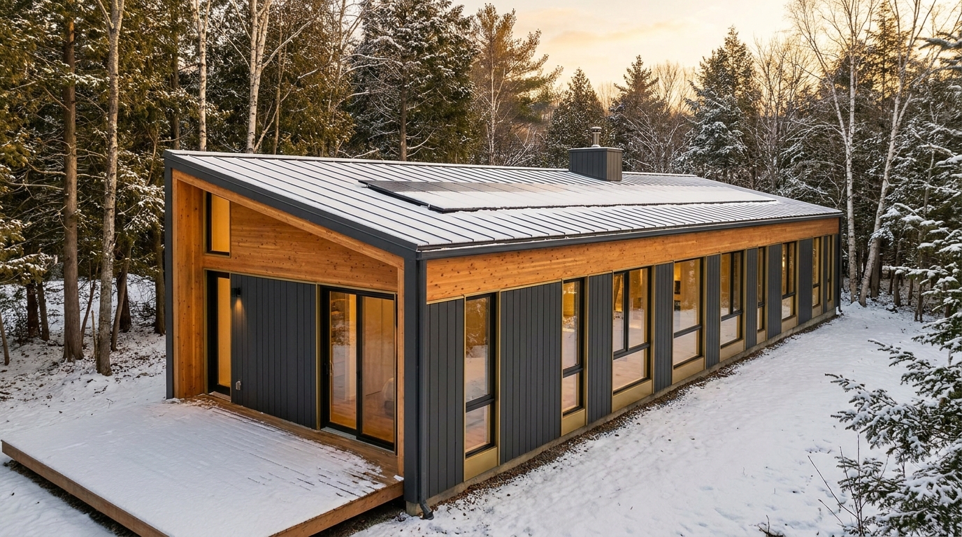 北の小屋 外観 — AI render based on BIM specs