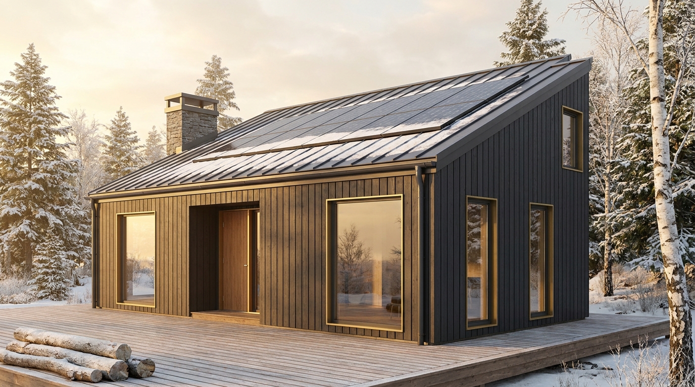 霜の杜 外観 — AI render based on BIM specs