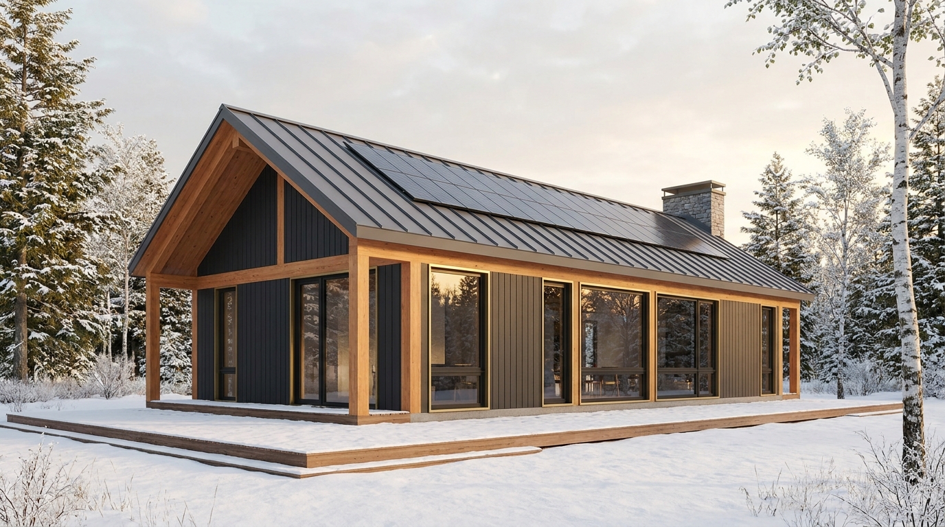 北の家 外観 — AI render based on BIM specs