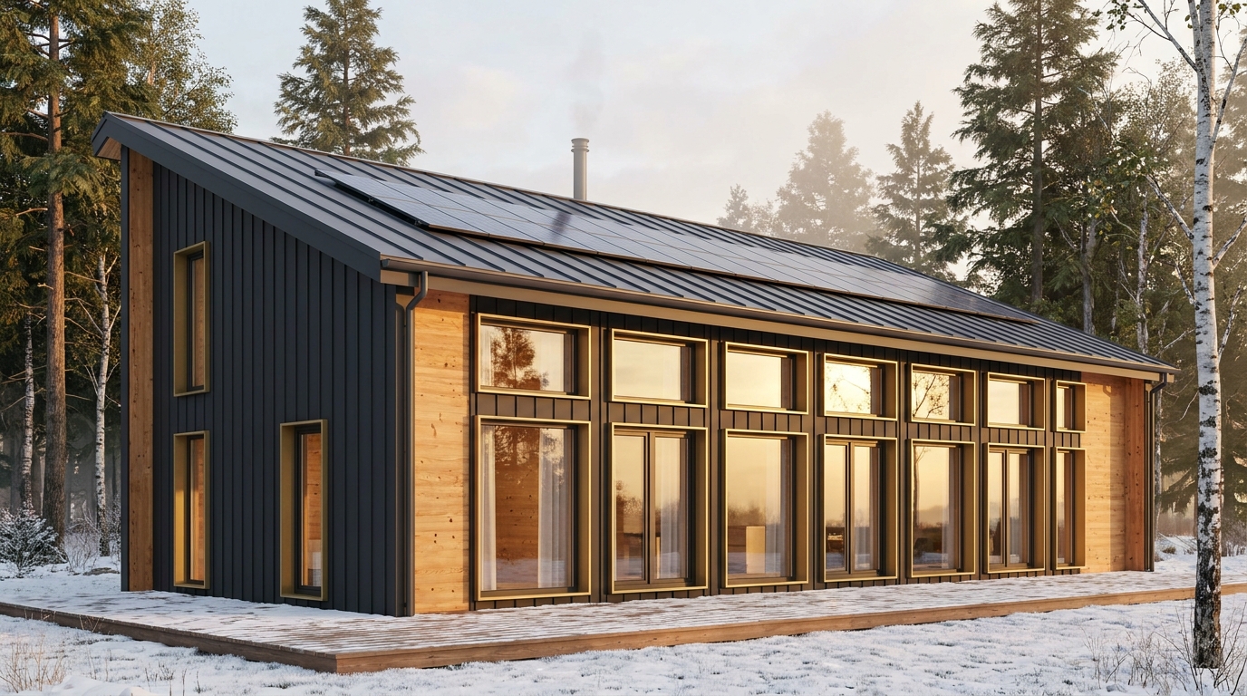 北の巣 外観 — AI render based on BIM specs