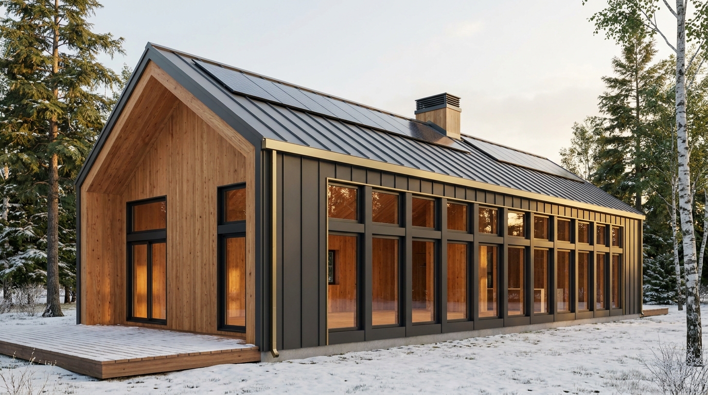 雪の家 外観 — AI render based on BIM specs