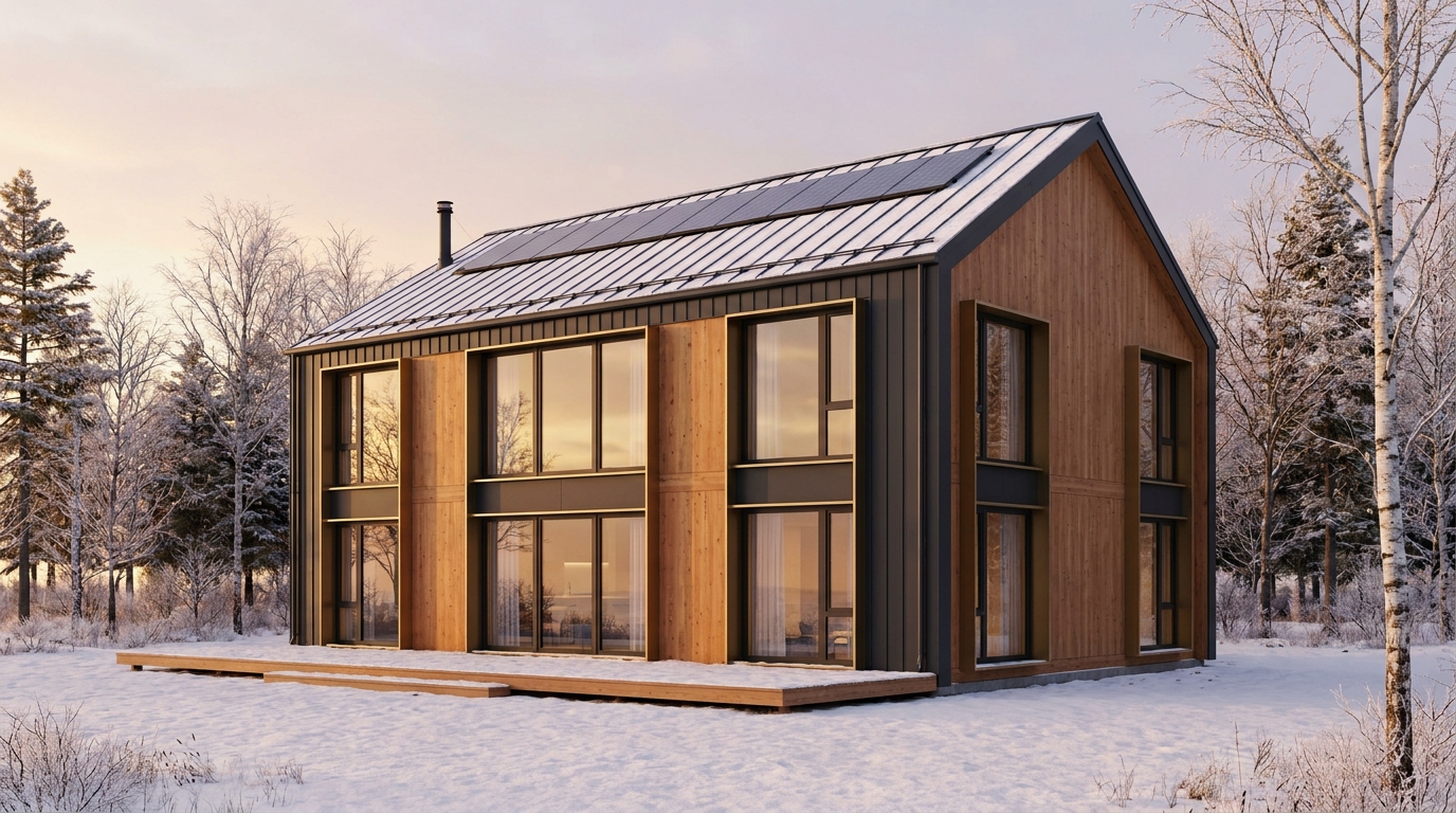 月の小屋 外観 — AI render based on BIM specs
