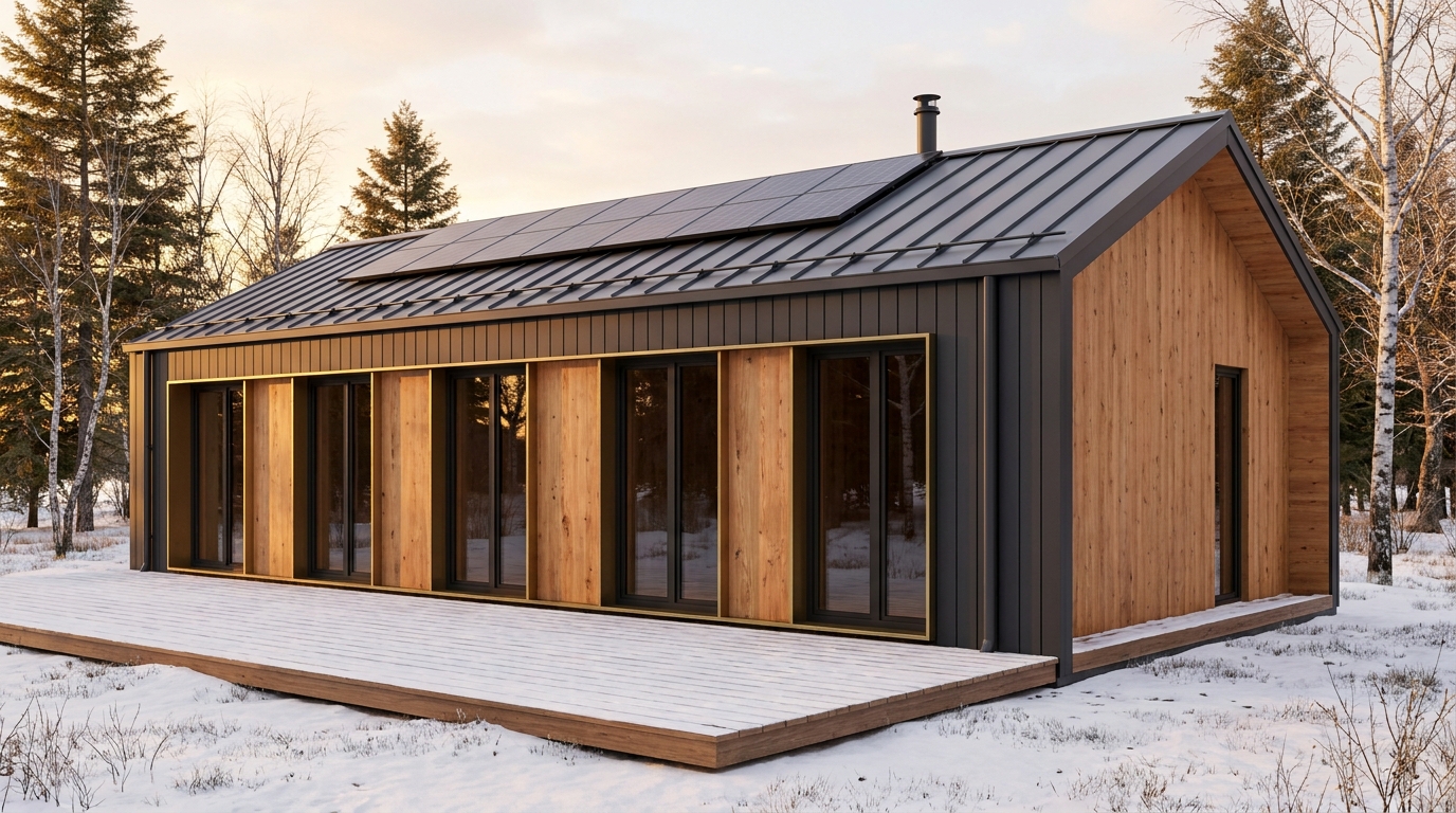 雪の館 外観 — AI render based on BIM specs