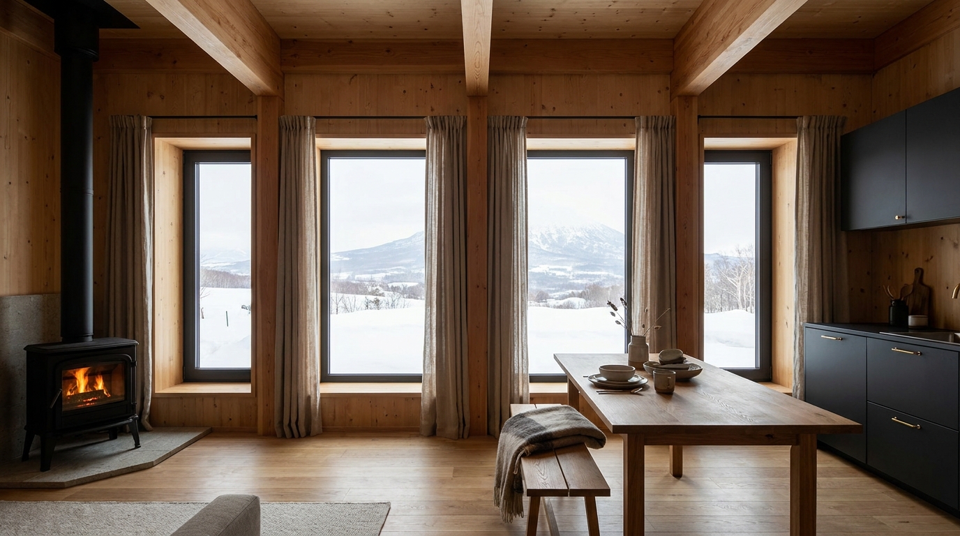 湖の小屋 内観