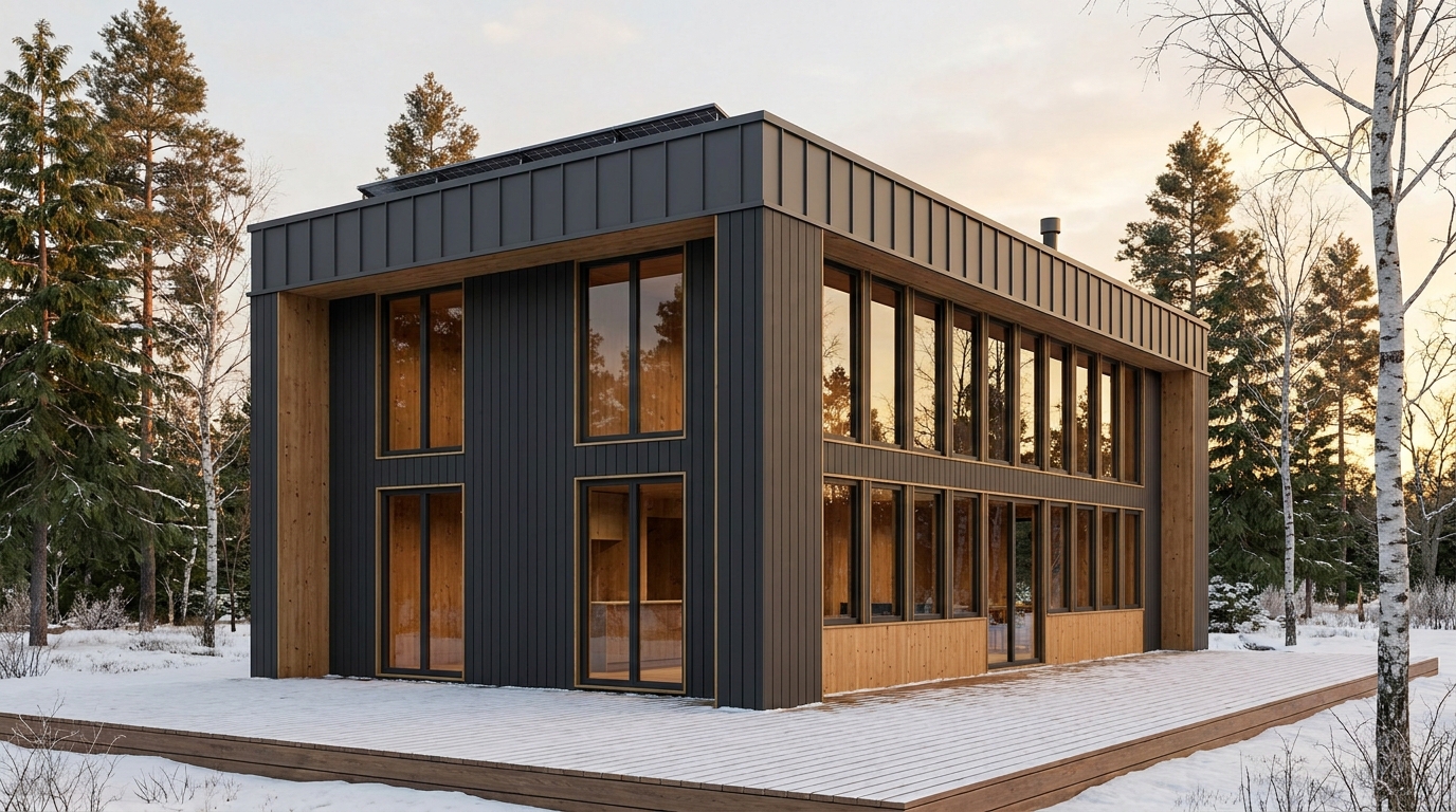 東の砦 外観 — AI render based on BIM specs