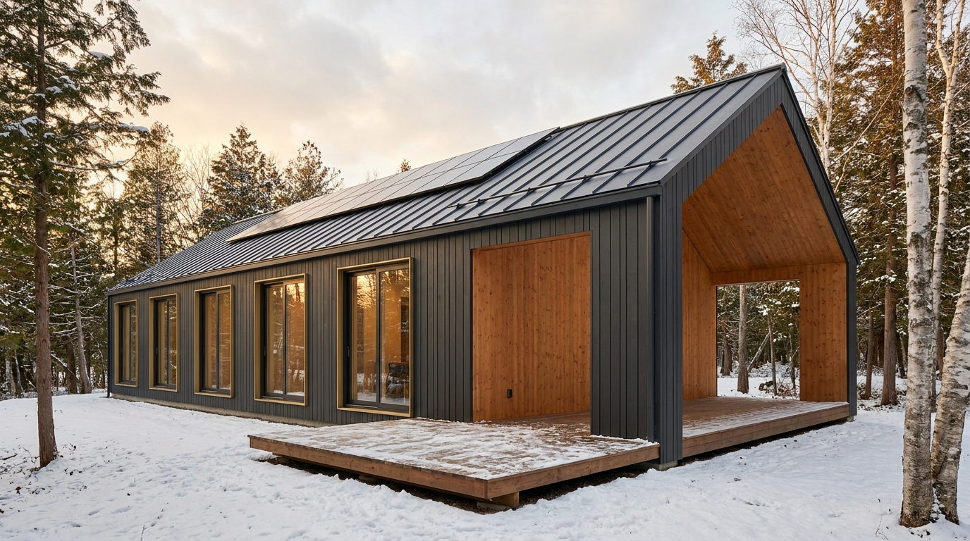 霜の家 外観 — AI render based on BIM specs