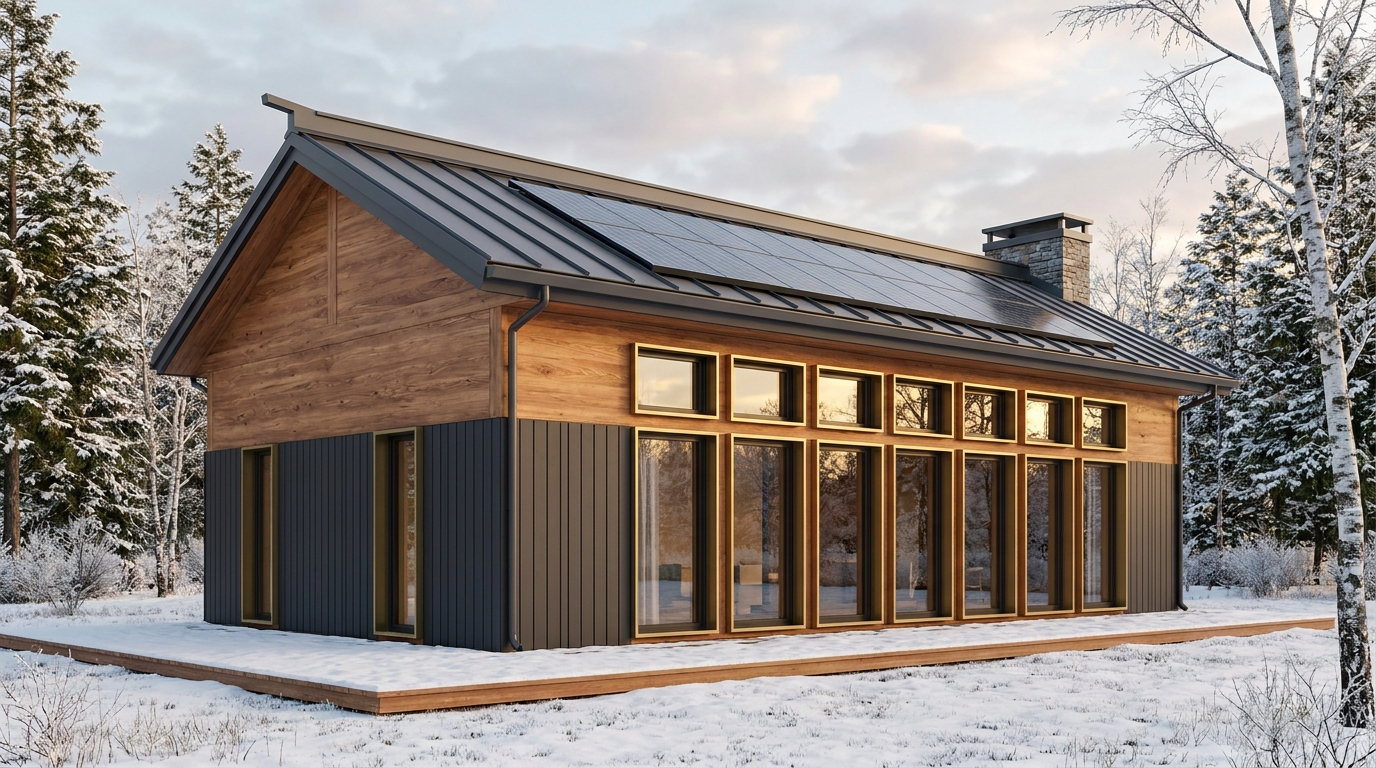 北の里 外観 — AI render based on BIM specs