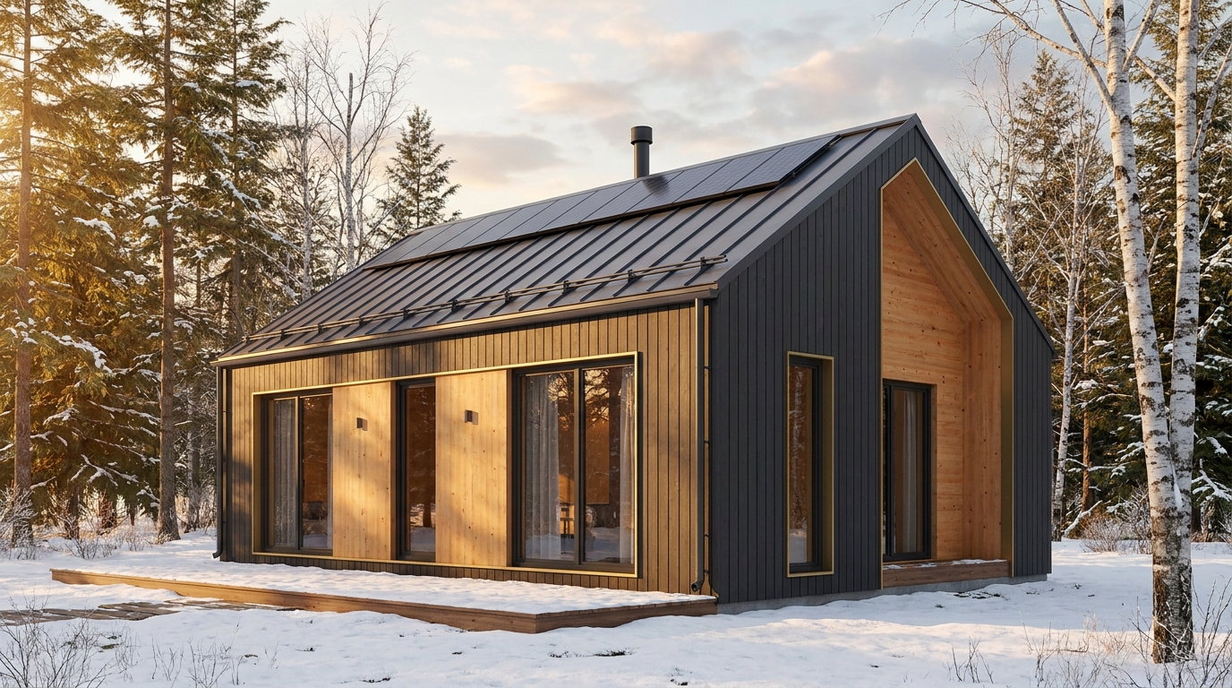 北の小屋 外観 — AI render based on BIM specs