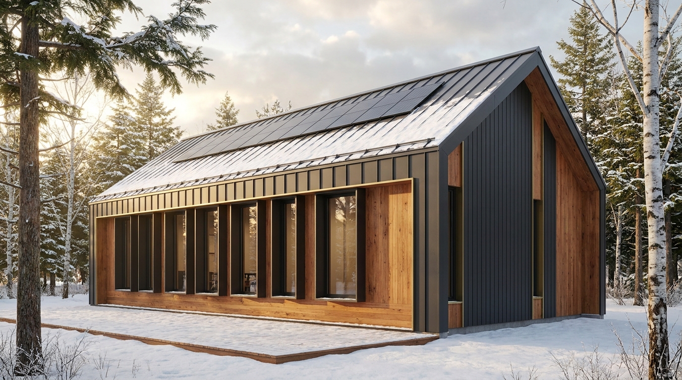 雪の里 外観 — AI render based on BIM specs