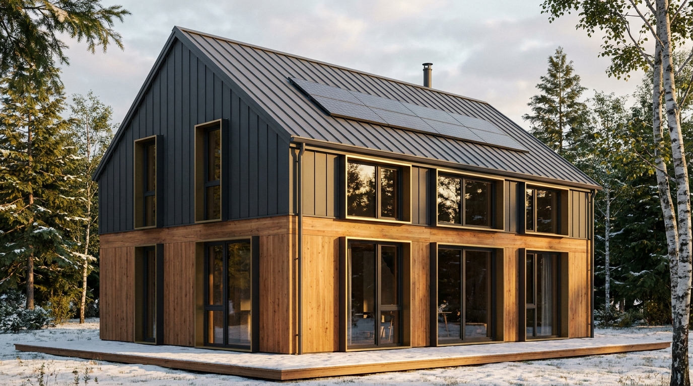 霧の杜 外観 — AI render based on BIM specs