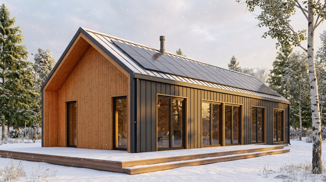 北の砦 外観 — AI render based on BIM specs