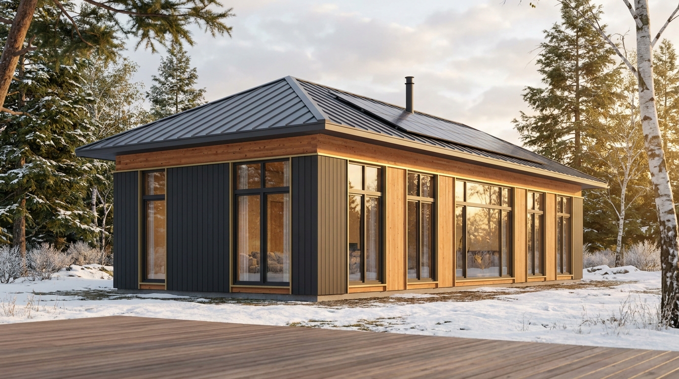 霜の家 外観 — AI render based on BIM specs