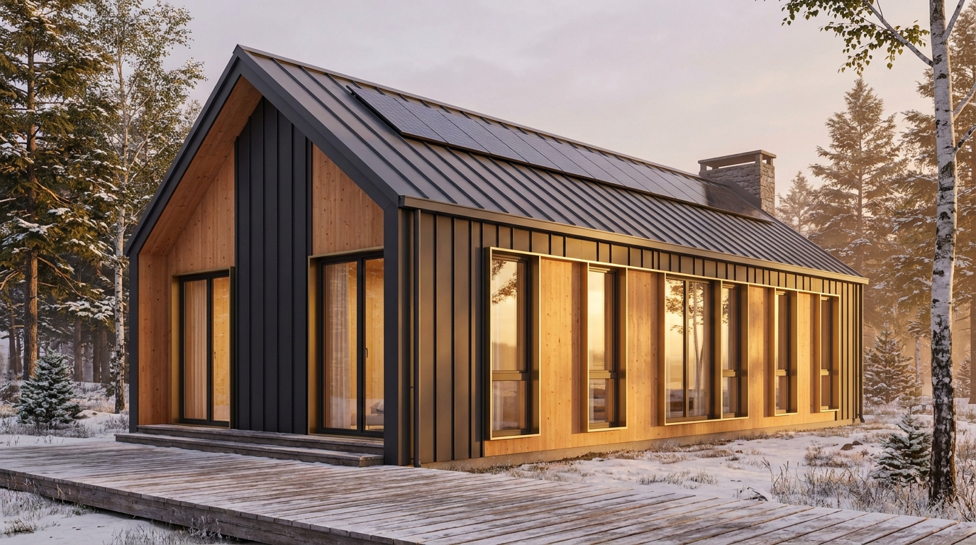 南の小屋 外観 — AI render based on BIM specs