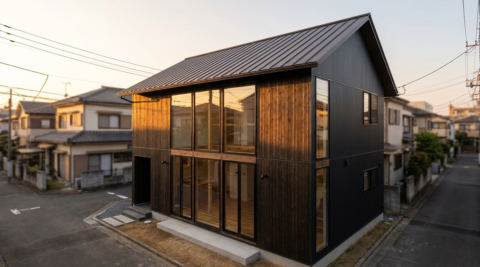 東京・越屋根のある自然素材の家
