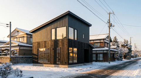 北海道・書斎とライブラリのある静かな家