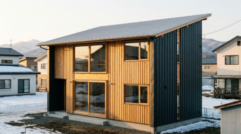 北海道・書斎とライブラリのある静かな家